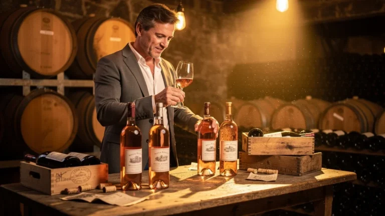 Homme de 39 ans découvrant la qualité et l’âge des rosés gastros grâce à deux bouteilles exceptionnelles