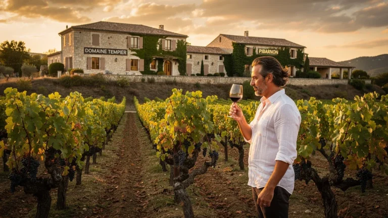 Vignoble de Domaine Tempier et Pibarnon en Bandol au coucher du soleil avec dégustation de vin