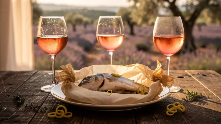 Test de trois rosés provençaux bio à trois températures avec un rouget en papillote délicatement présenté