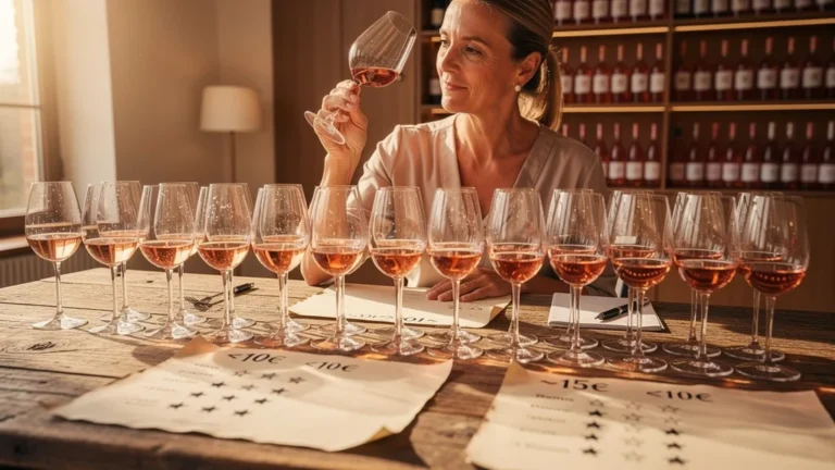 Comparaison hyper-réaliste de dégustation de rosés à moins de 10€ et à 15€ après 60 tests
