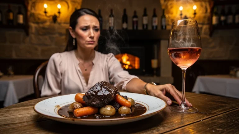 Daube provençale servi trop chaud avec un verre de Coteaux Varois, soirée gâchée à 35€ dans un restaurant français