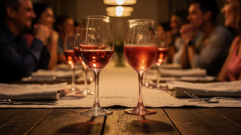 Choix entre verre universel INAO et verre spécifique rosé pour un service à 8 personnes
