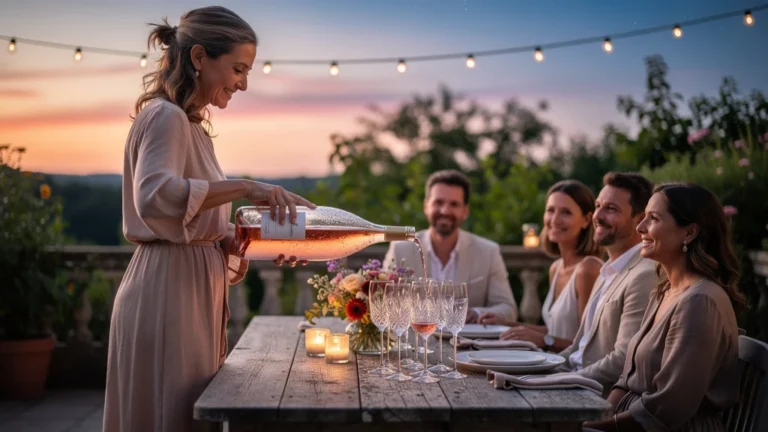 Soirée élégante avec magnum de rosé montrant l'effet du format sur la fraîcheur du vin