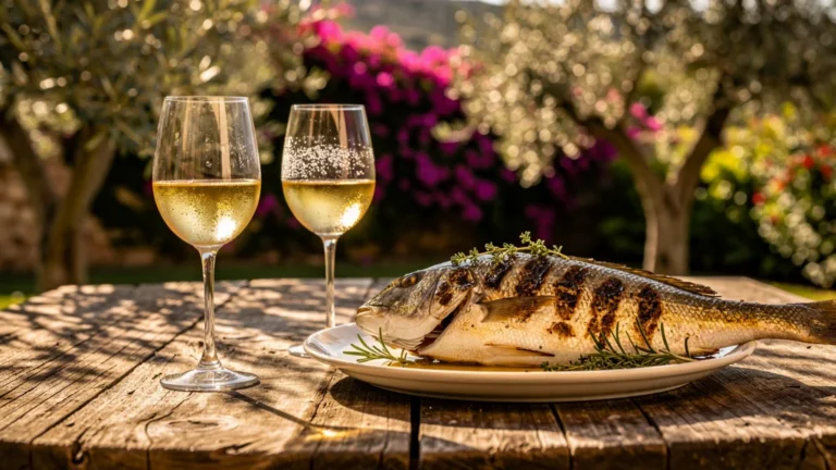 Comparaison en aveugle de vins Rolle et Clairette sur poisson grillé d'été en plein air