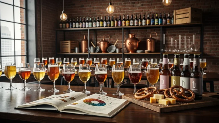 Salle moderne de la Bier Akademie avec verres de bière et matériel pédagogique élégant