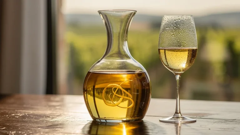 Carafe de Rolle dorée gagnant en rondeur sans perdre son agrume dans un éclairage naturel chaleureux
